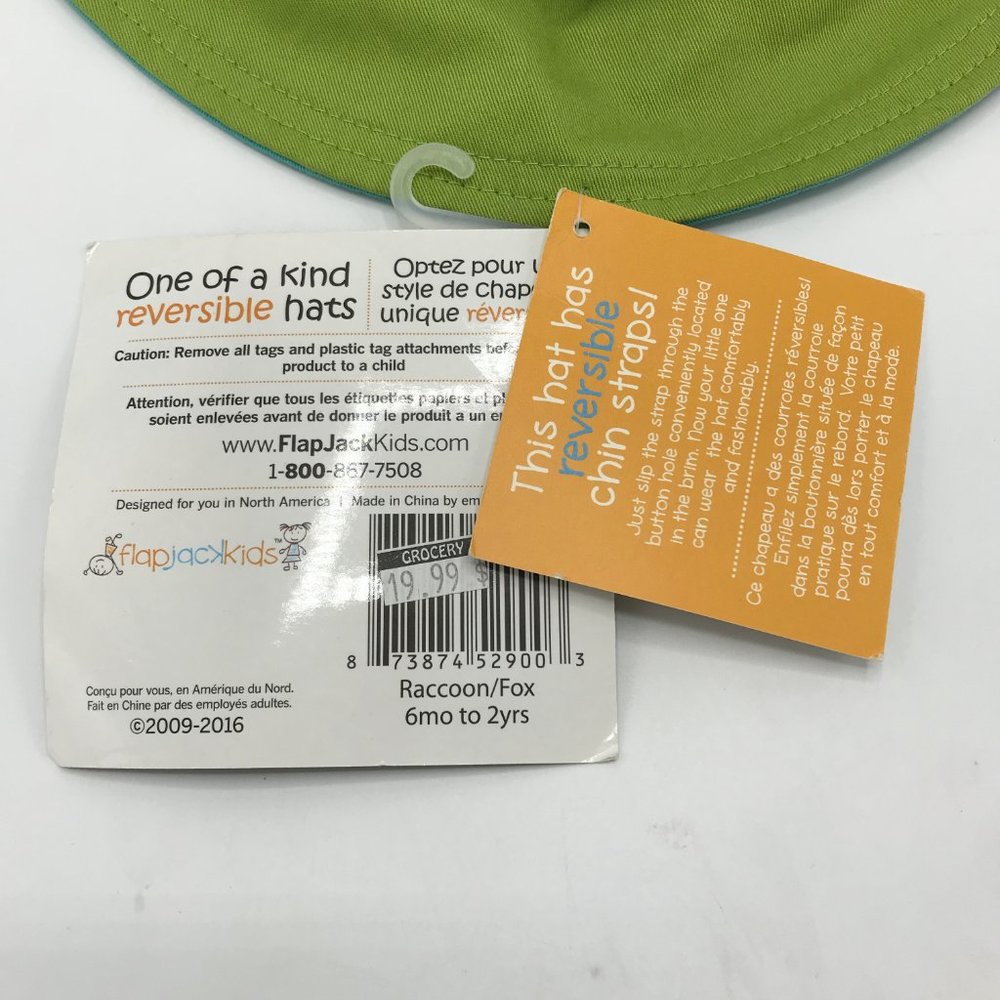 FlapJackKids Reversible Kids Sun Hat - Raccon/Fox - Picture 5 of 6